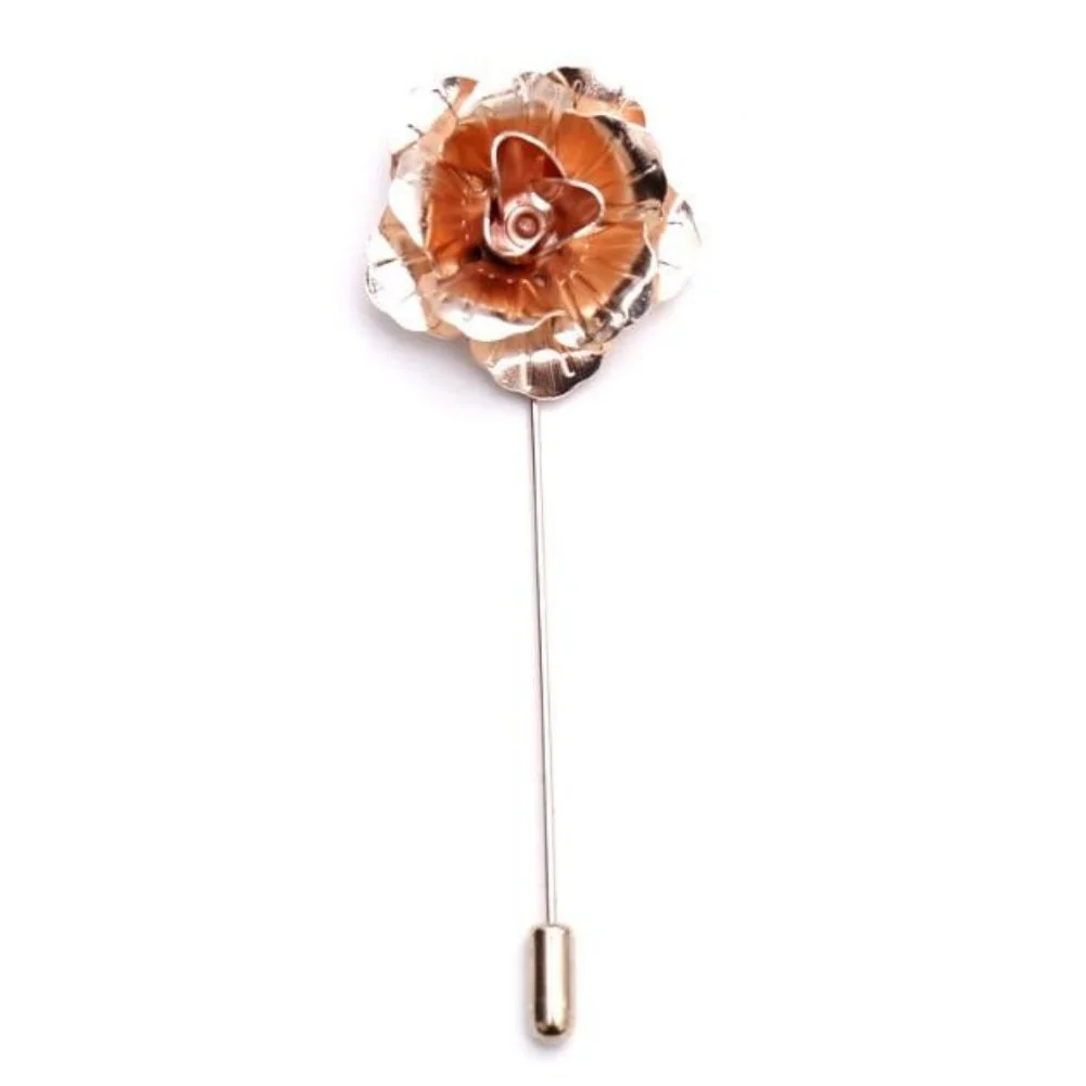 Exclusive Alfiler de solapa de metal con flor de rosa Certified
