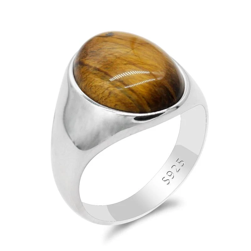 High-Quality Anillo de plata de ley 925 con ojo de tigre Convenient