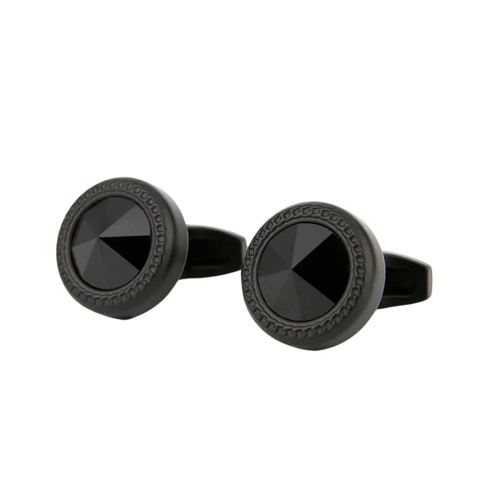 Carefully Designed Gemelos redondos de cristal negro Classic