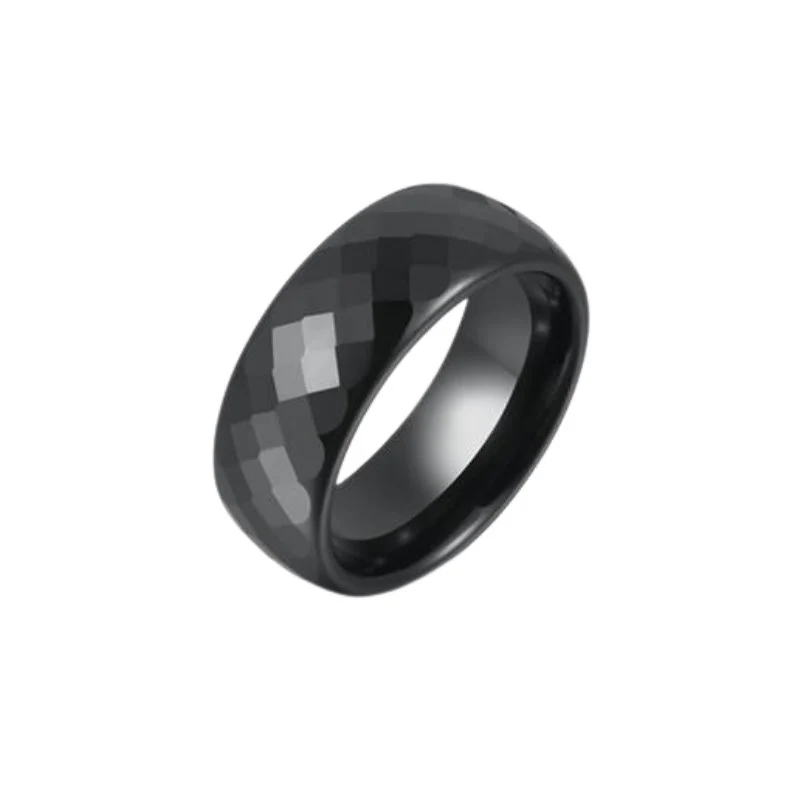 Unique Nielsen Anillo de cerámica negra de corte cepillado Classic