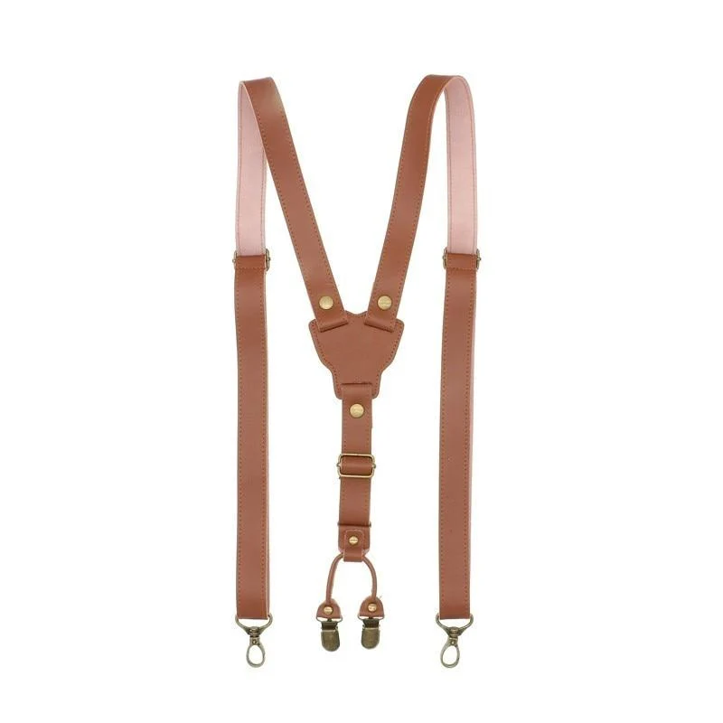 Breathable Vintage Cuero de vaca sólido Y-Back Gancho Tirantes Superior