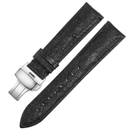 Certified Iris Correa de reloj de piel con motivo de avestruz y cierre desplegable Casual
