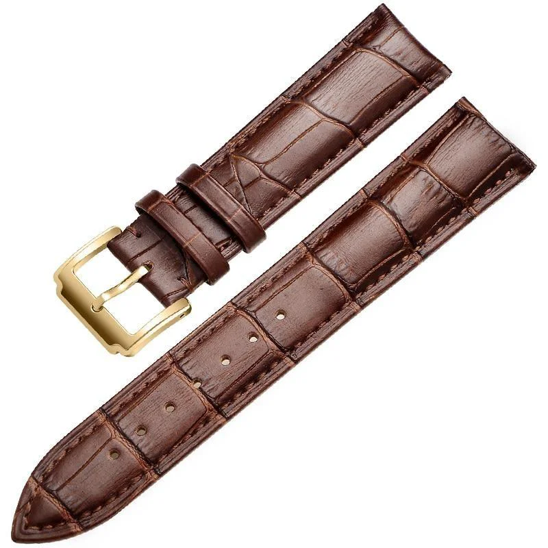 Selected Horace Correa de reloj clásica de piel de becerro marrón maciza Artisan