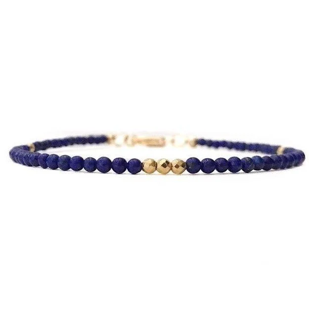 Original Pulsera Boho de Lapislázuli Dorado Flexible