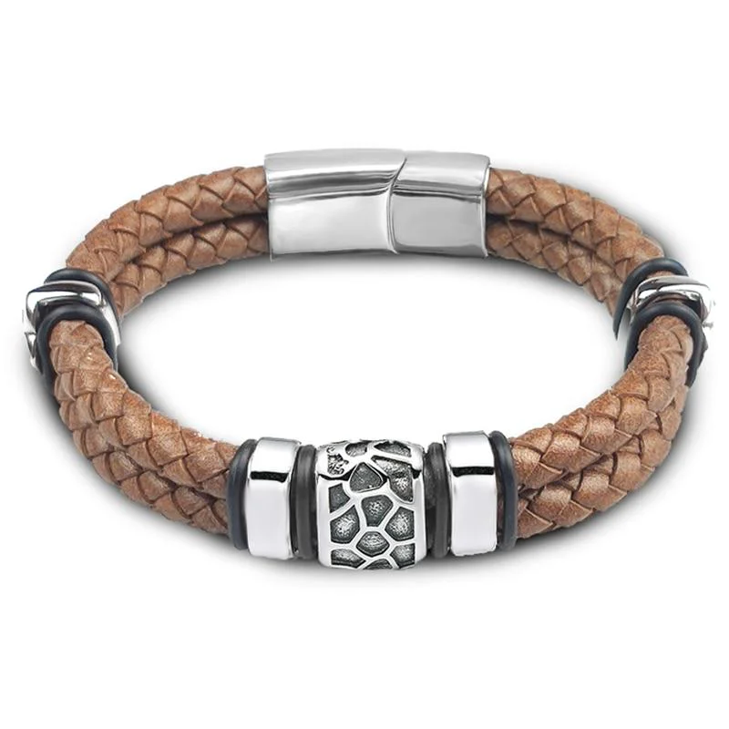 World-Class Rickard Pulsera nórdica de cuero trenzado Stylish