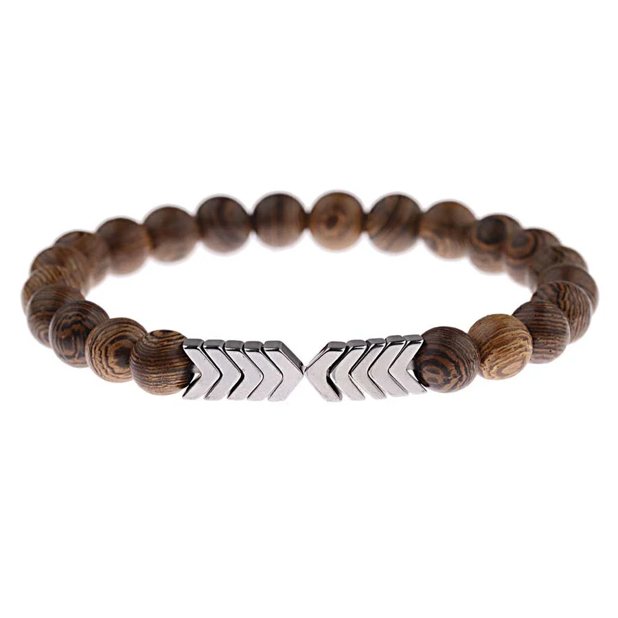 Stylish Flecha de acero Pulsera de cuentas naturales Convenient