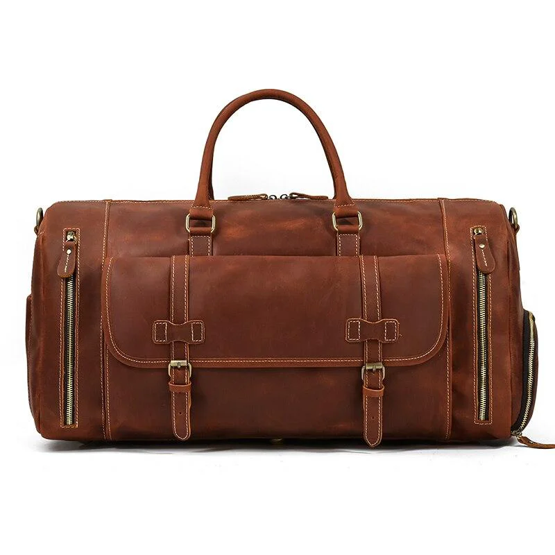 Detailed Oliver Retro Bolsa de viaje grande de piel de vaca con bolsillo para zapatos Original Design