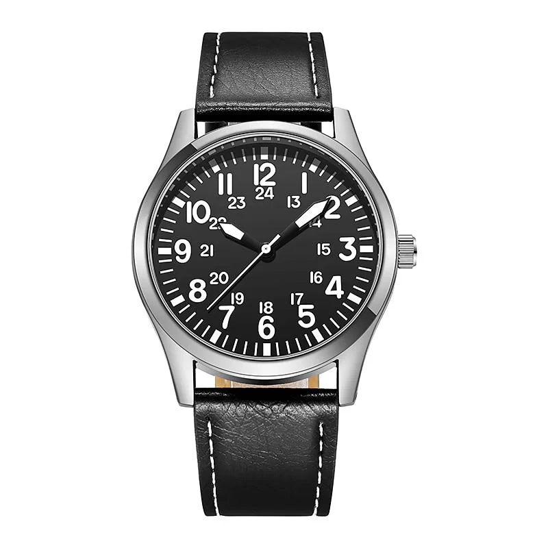 Consistent Yves Reloj de aviador clásico con correa de piel Safe