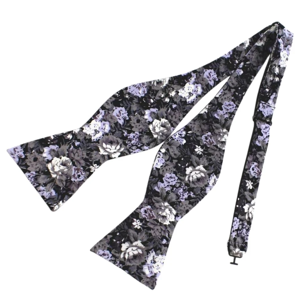 Exclusive Flowered Cotton Self-Tie Bow Tie Smooth