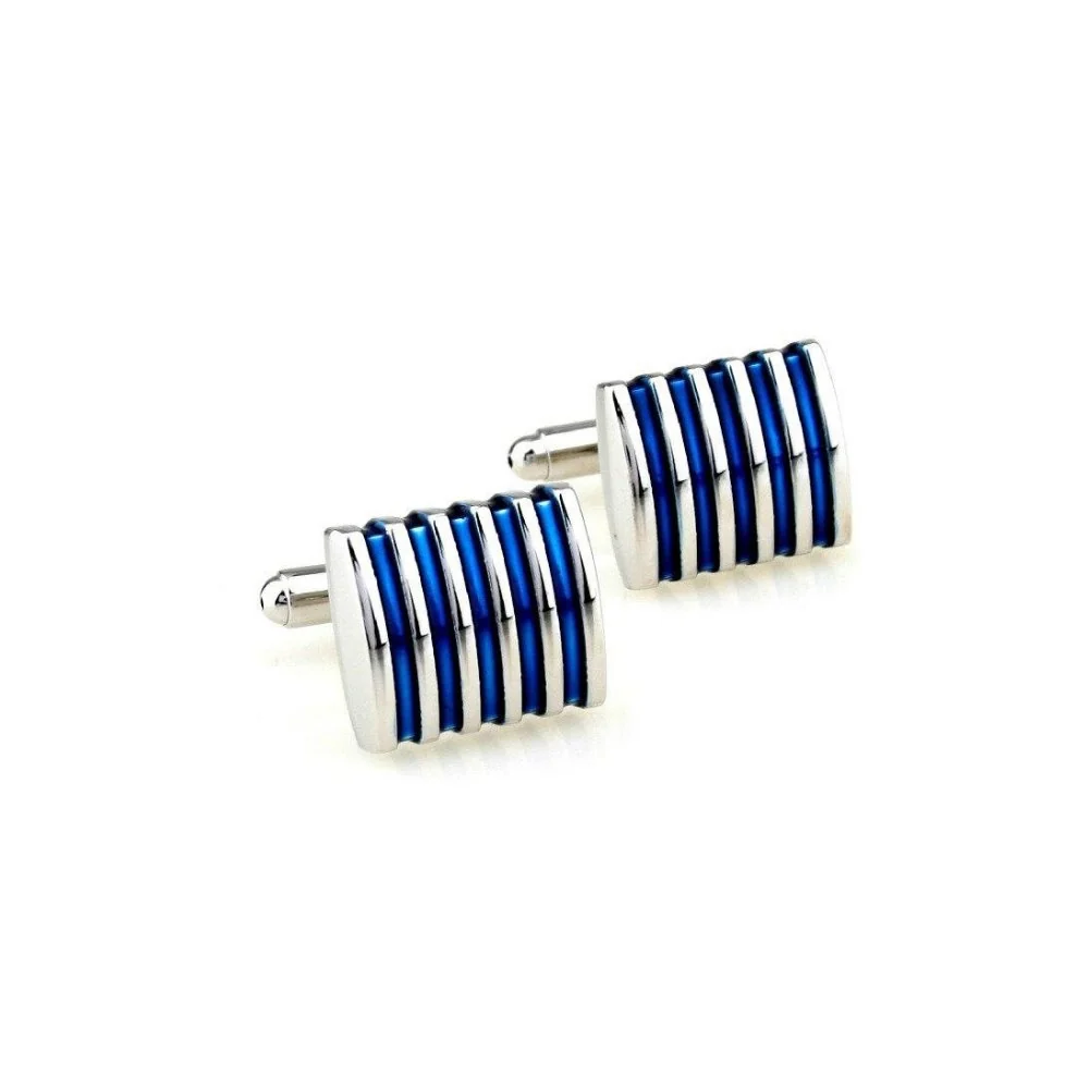 High-Performance Jacque Silver-Tone Vertical Stripe Cufflinks First-Class