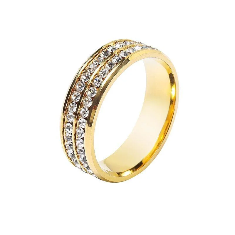 Safe Gold-Tone Crystal Tie Ring Carefully Designed