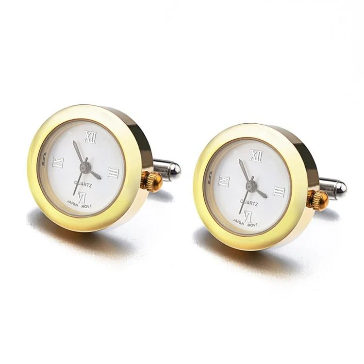 Easy-to-Use Minimalist Round Clock Cufflinks Fashionable