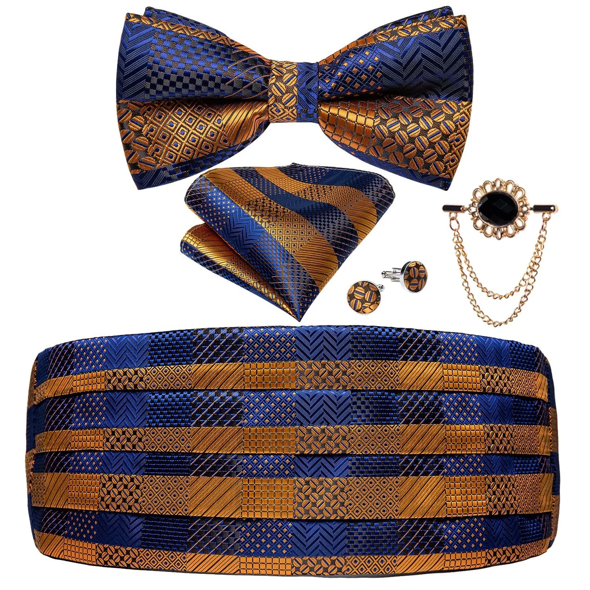 Functional Plaid Silk Cummerbunds Set Original Design