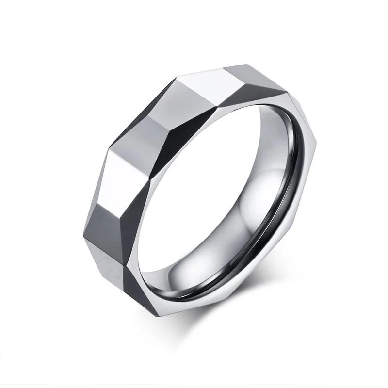Reliable Rhombic Silver-Tone Tungsten Carbide Ring Eco-Friendly