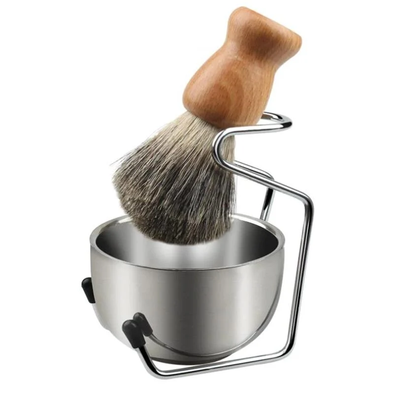 Selected Stainless Steel Shaving Bowl Brush Stand Set Comfortable