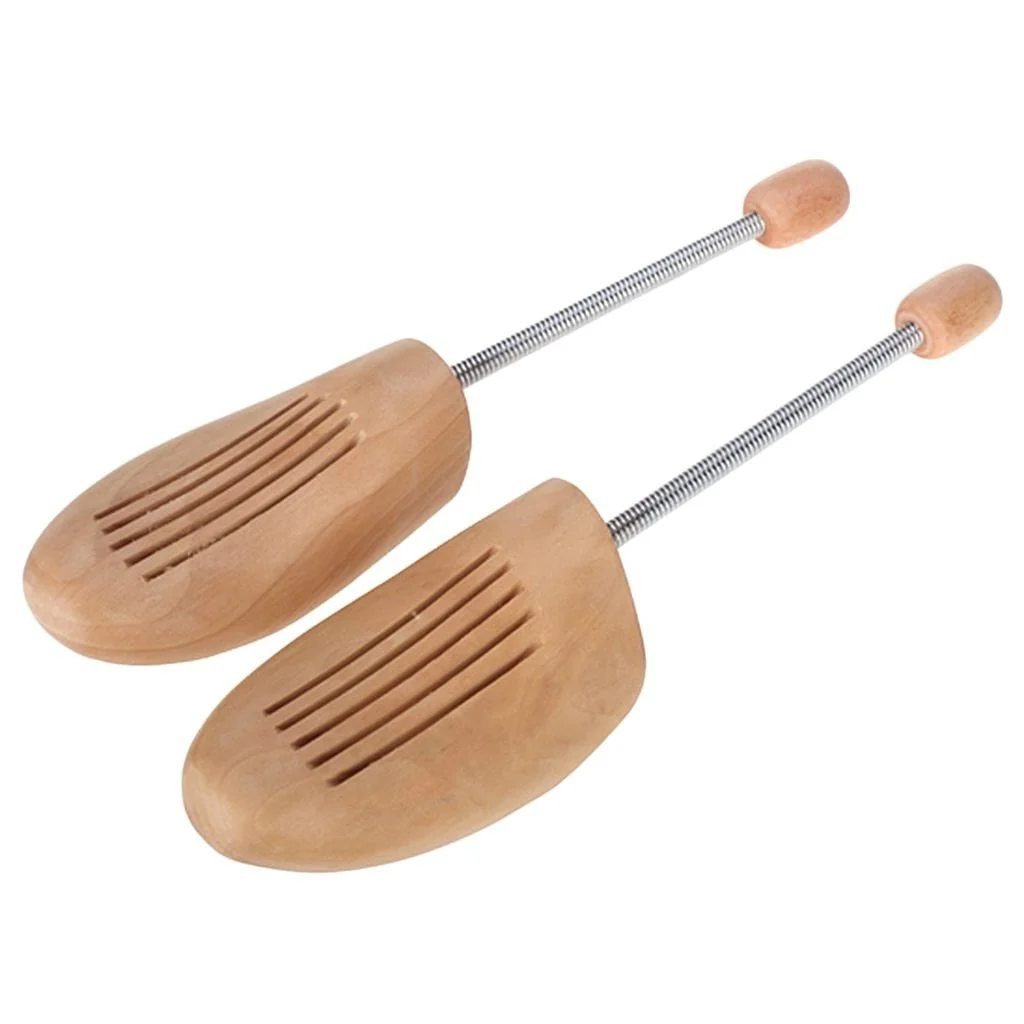 Soft Elastic Wooden Light Brown Shoe Tree 1 Pair Secure