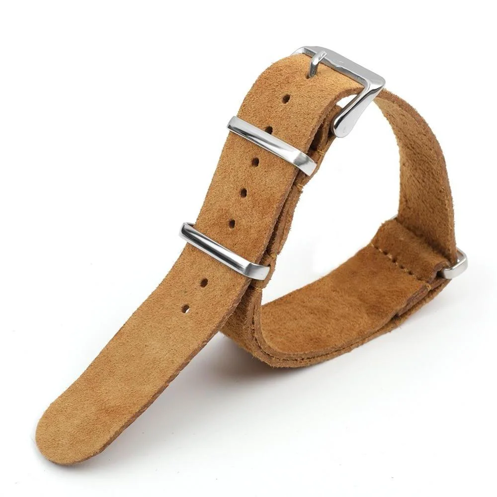 Smooth Maurice Soft Suede Zulu Strap With Silver Buckle Breathable