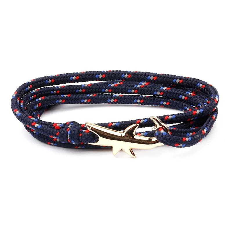 Prestigious Golden Shark Nautical Rope Bracelet Classic