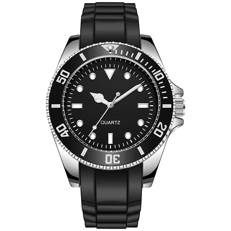 Practical Victor Stainless Steel Sport Watch With Rubber Strap Dependable
