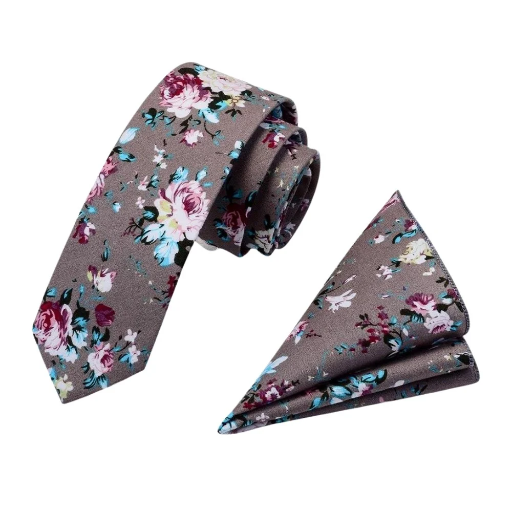 Smooth Floral Cotton Tie Set Natural