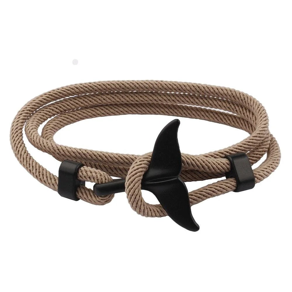 Dependable Black Whale Tail Rope Bracelet Luxury