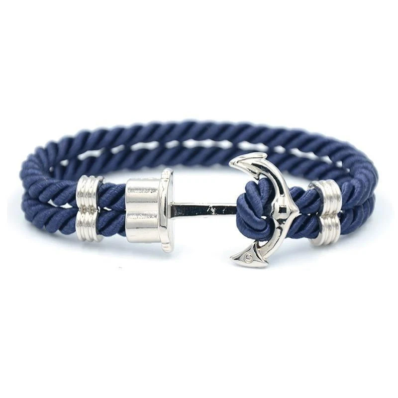 Premium Luigi Silver Anchor Rope Bracelet Powerful