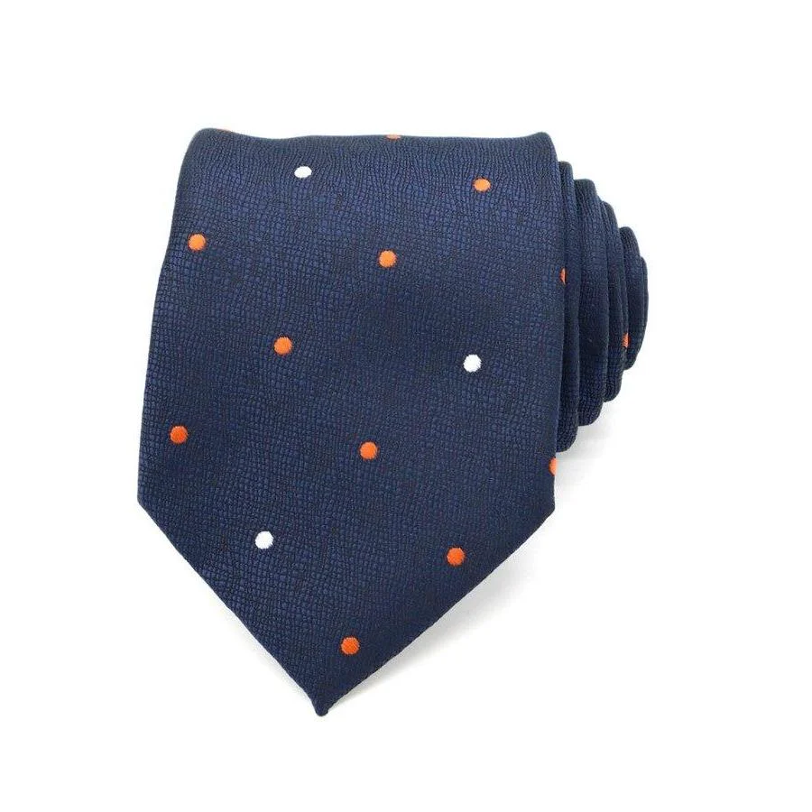 Recyclable Navy Blue Polka Dot Silk Tie Clean