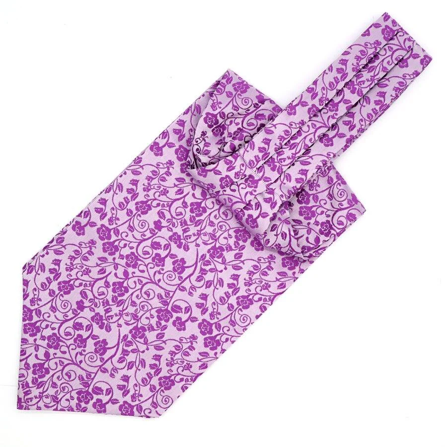 High-End Floral Jacquard Solid Ascot Tie Minimalist