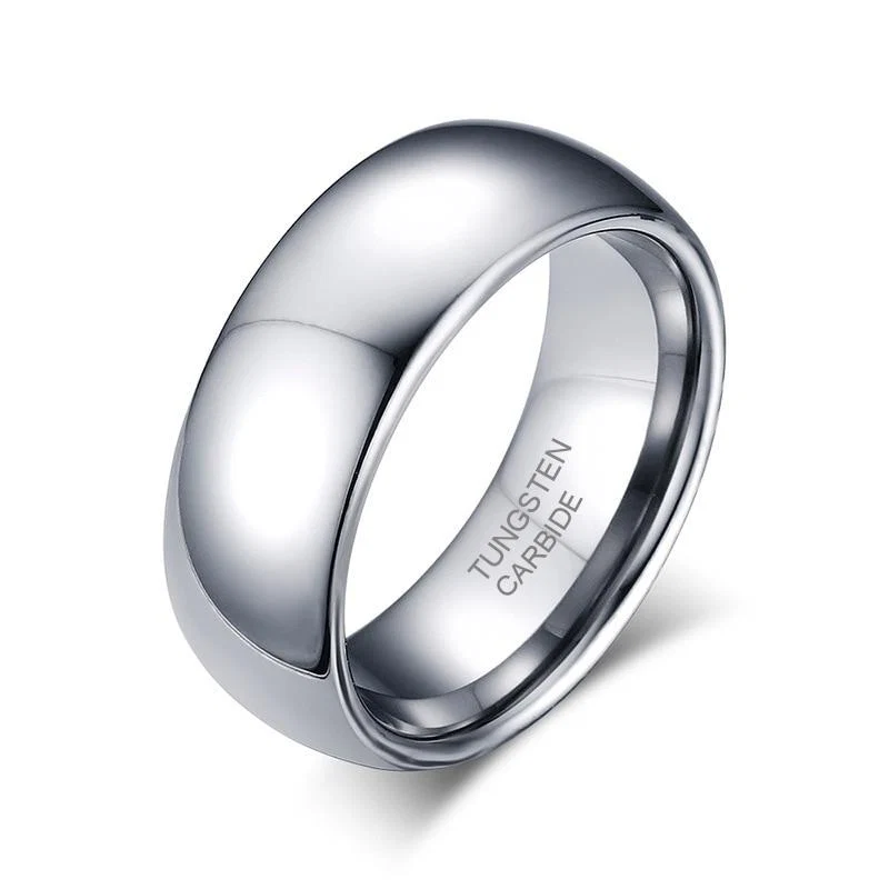 Genuine Tungsten Carbide Silver-Tone Polished Ring Crafted
