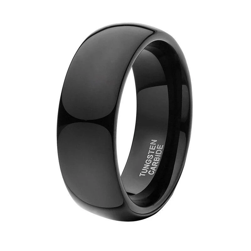 Unique High Polished Black Tungsten Carbide Ring Pure
