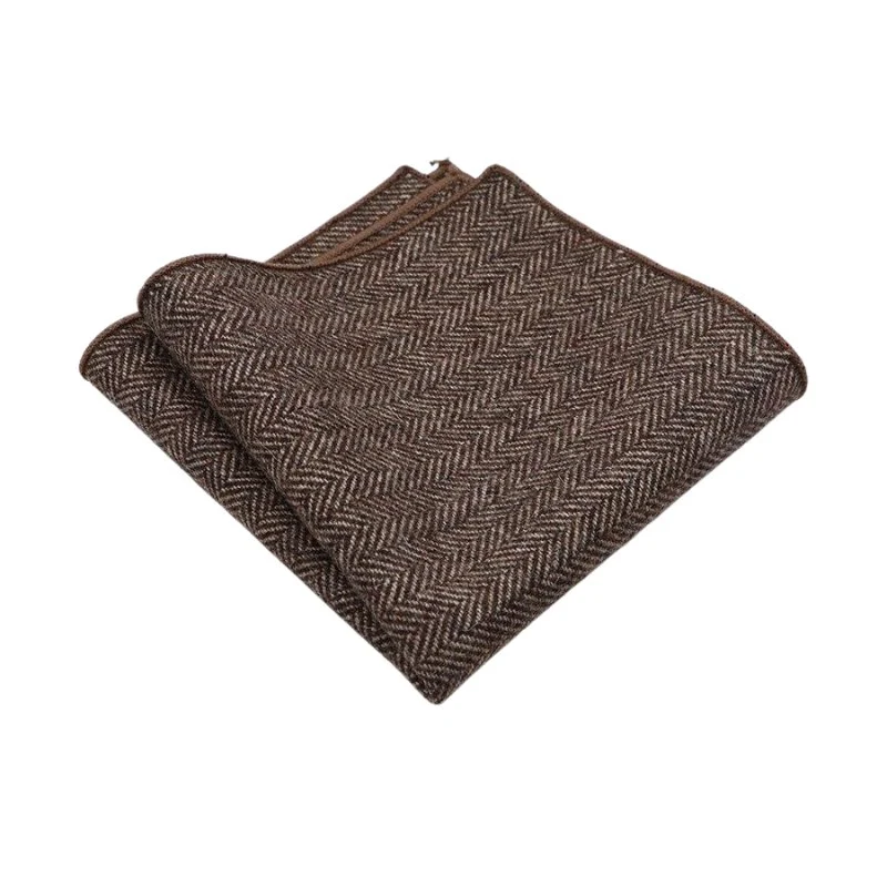 Relaxed Herringbone Wool Pocket Square Sophisticated