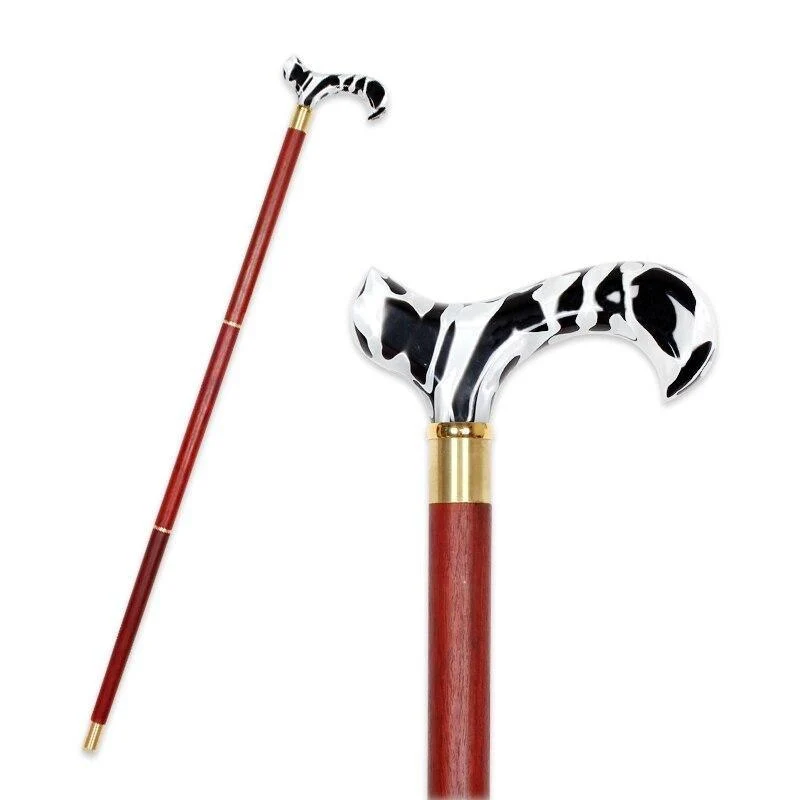 Expertly Made Gabriel Wooden Walking Stick With Black White Handle Unique