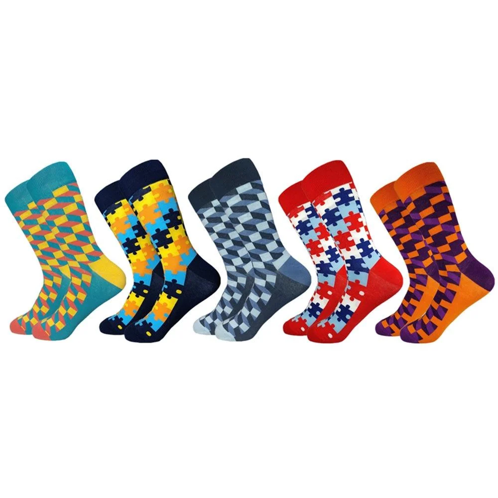Responsible High Cotton Puzzle Mix Casual Socks Set Excellent