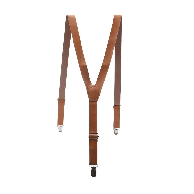 First-Class Slim Leather Single Clip Suspenders Fast