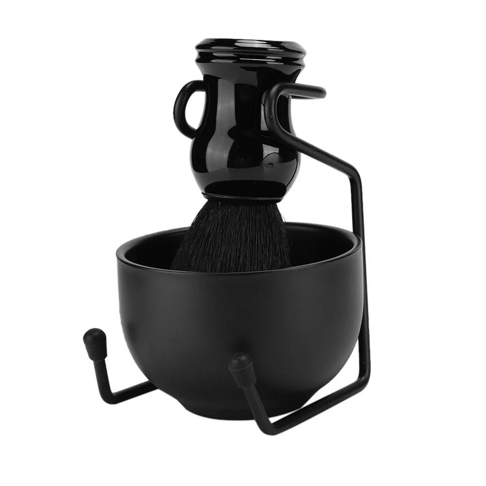 Safe Professional Black Shaving Tool Set – Stand Brush Bowl User-Friendly