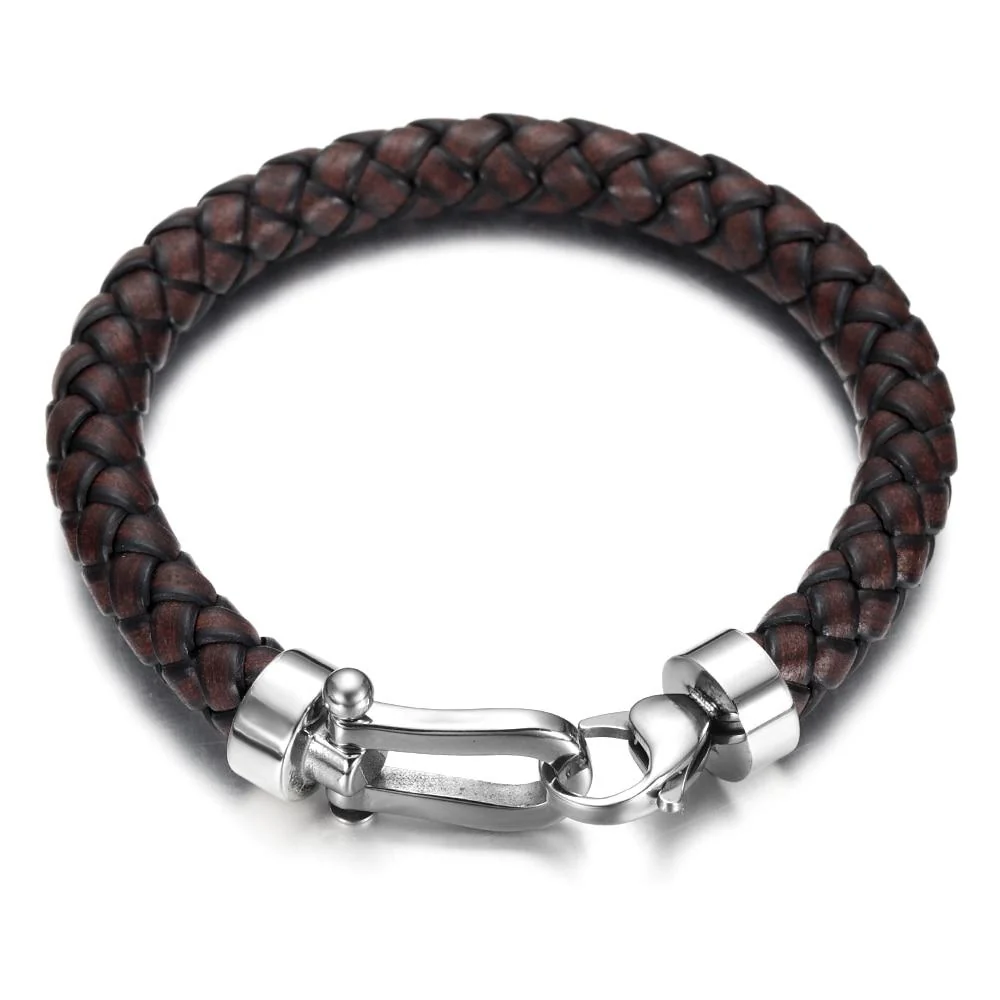 Exceptional Marcus 316L Stainless Steel Braided Leather Bracelet Powerful