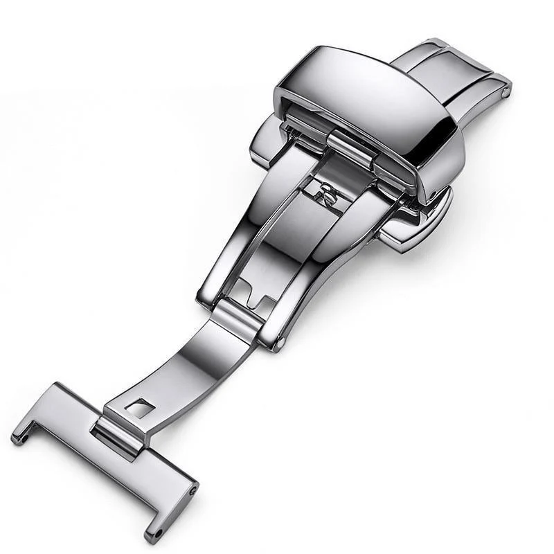 Traditional 316L Stainless Steel Double Push Button Folding Deployant Clasp Fashionable