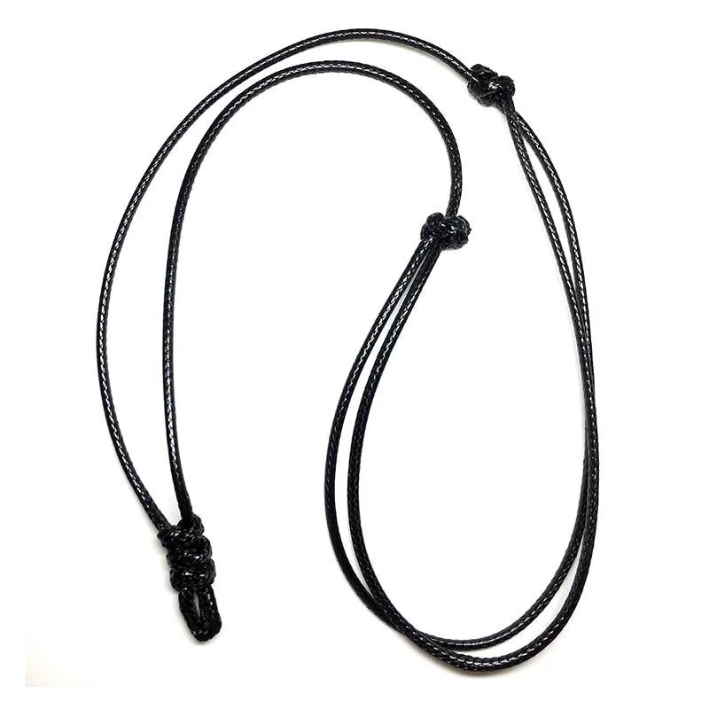 Trendy Minimalist Black Adjustable Leather Cord Necklace Selected