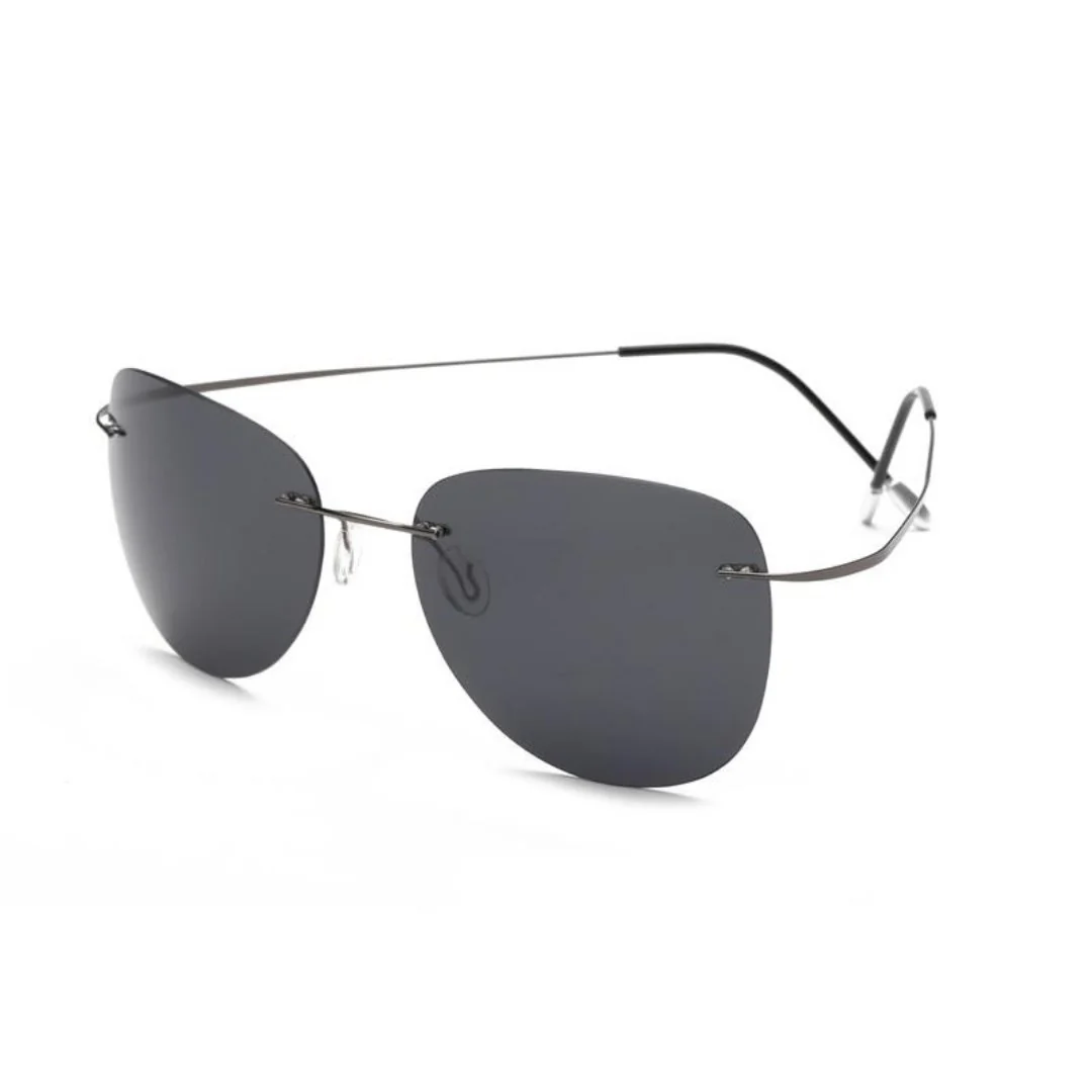 Unique Pure Titanium Rimless Polarized Sunglasses Enhanced
