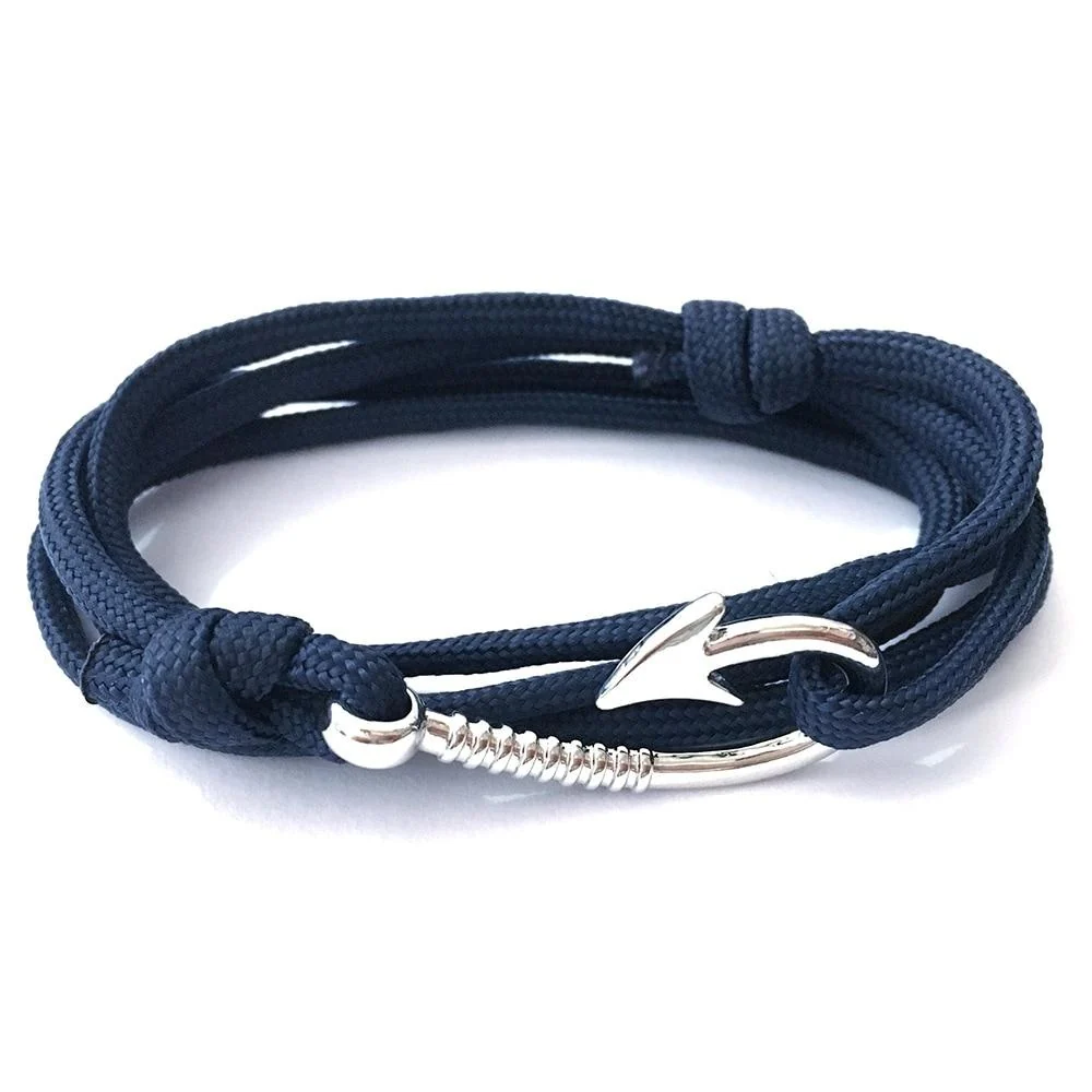 Organic Silver Small Hook Nautical Bracelet Elegant