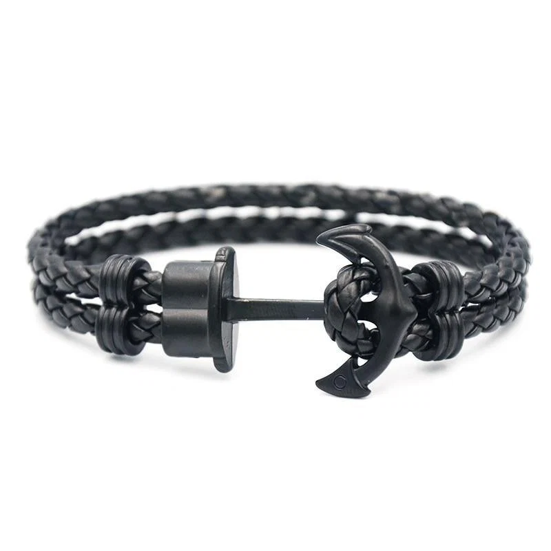 Certified Oliver Anchor Braided Leather Bracelet Sustainable
