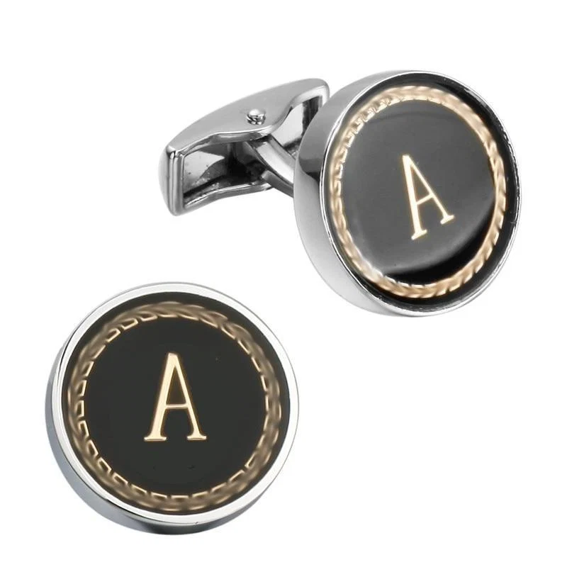 Clean Personalized Monogram Black Cufflinks Sophisticated