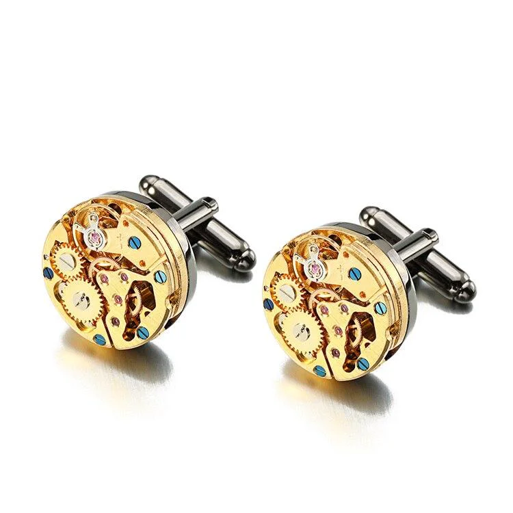 Sophisticated Gold-Tone Watch Movement Cufflinks Superior