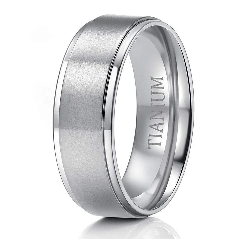 Dependable Brushed Silver-Tone Titanium Ring Professional