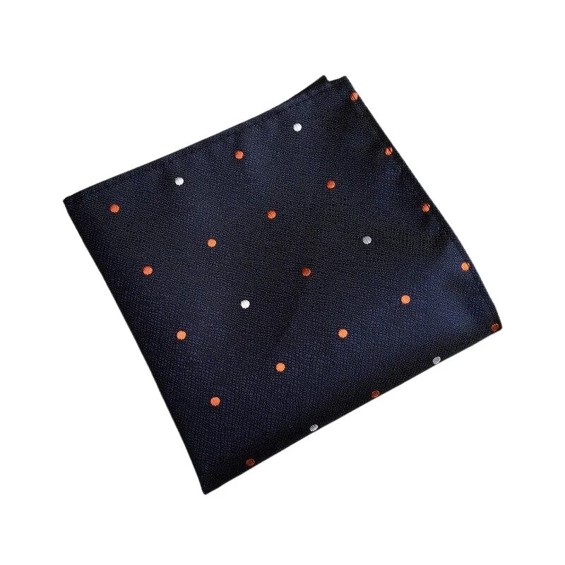 Optimized Navy Blue Polka Dot Silk Pocket Square Official