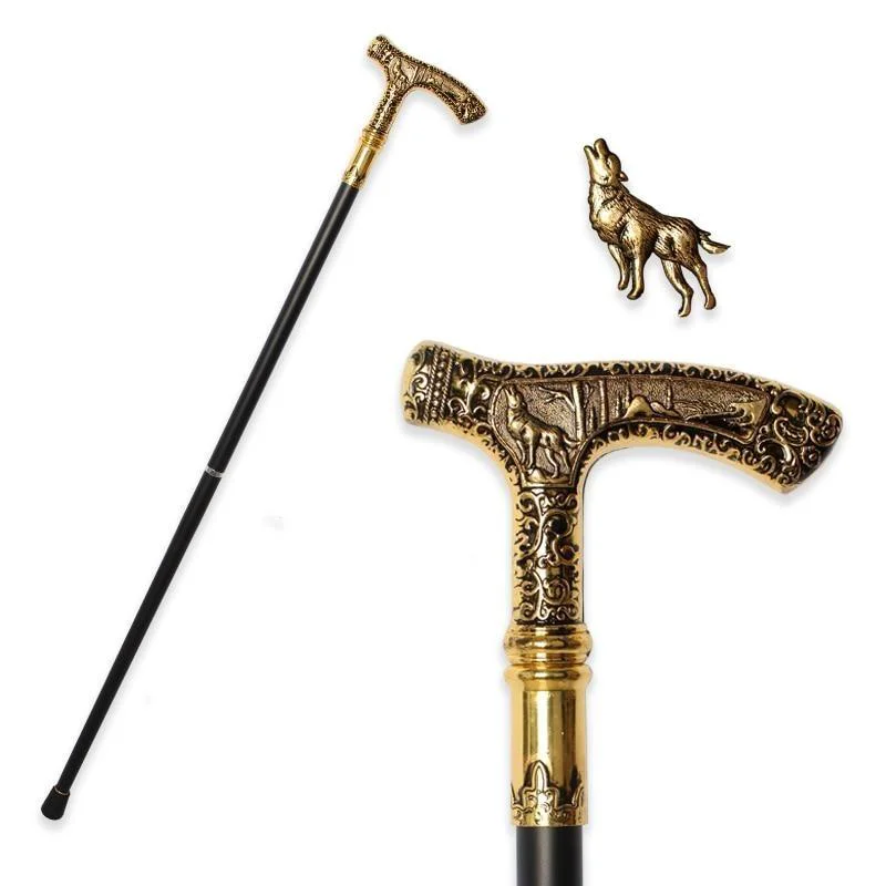 Professional Louis Wooden Walking Stick With Wolf Head Handle Carefully Designed