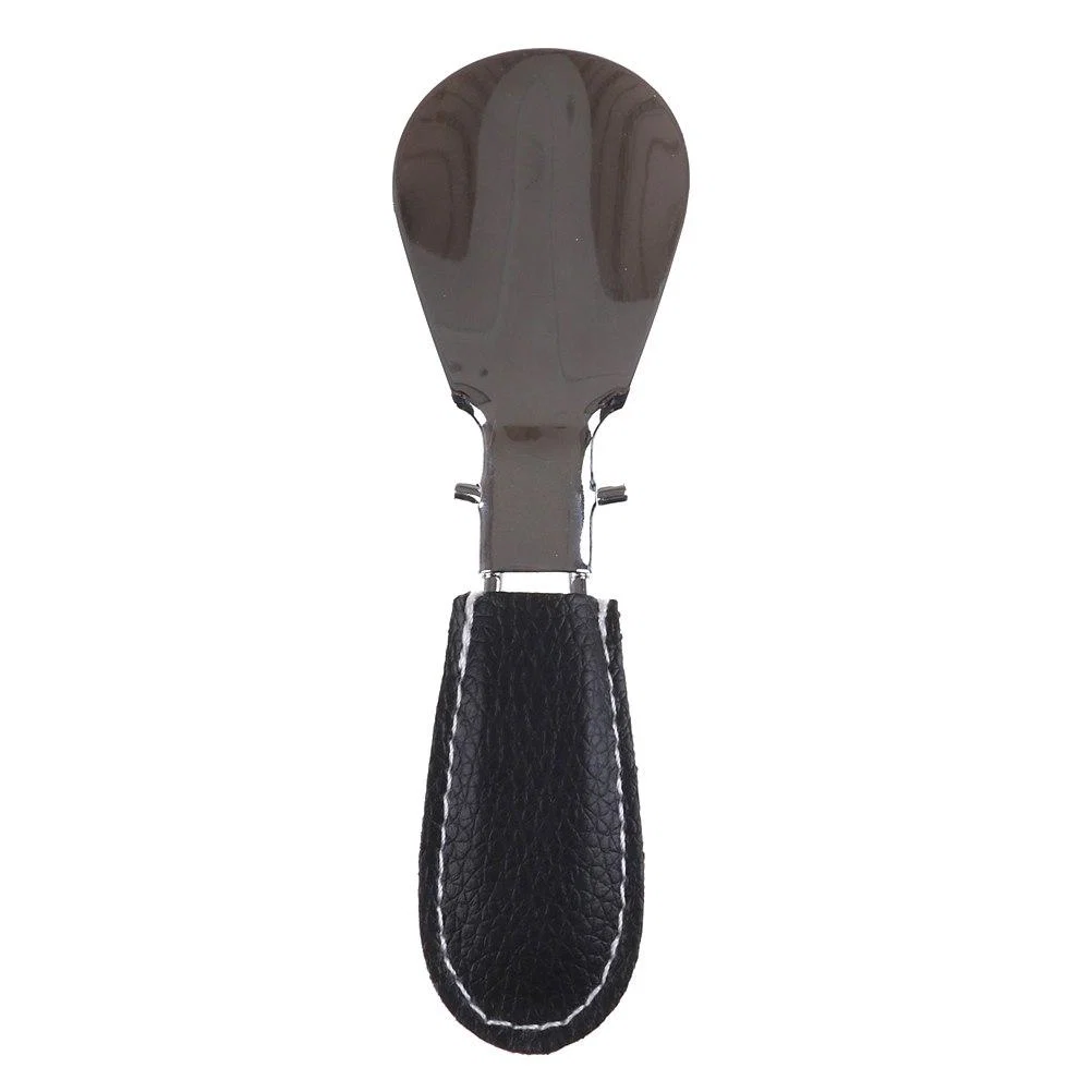 Trendy Foldable Tavel Metal Shoehorn With Leather Handle Comfortable