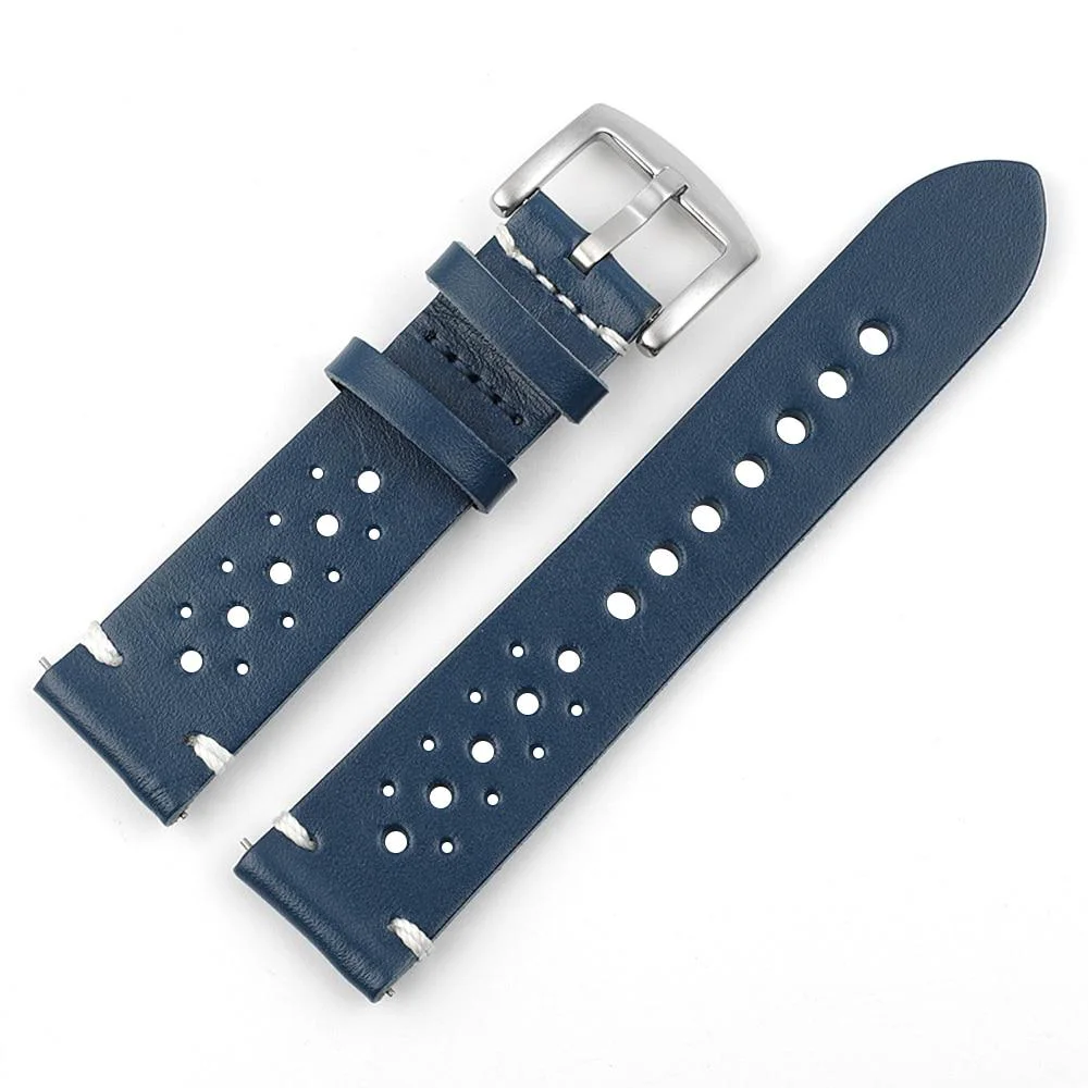 Expertly Made Alain Leather Rally Watch Strap With Tang Buckle Convenient