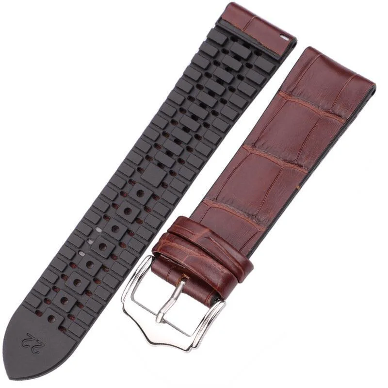 Casual Leandro Cowhide Leather And Silicone Hybrid Watch Strap Smooth