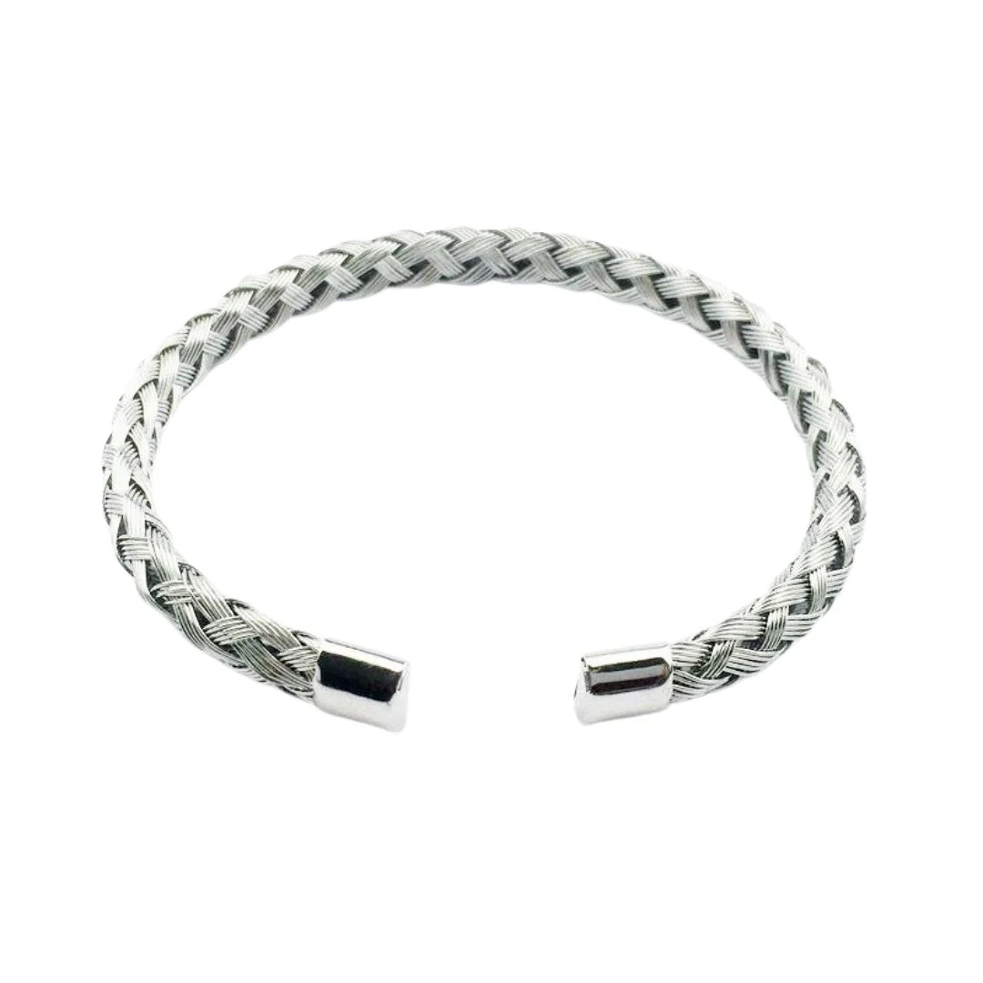 First-Class Minimalist Braided Stainless Steel Cuff Bracelet Sustainable